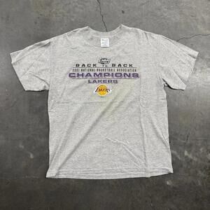 Grey And Purple Los Angeles Lakers 2001 Nba Champions Tee